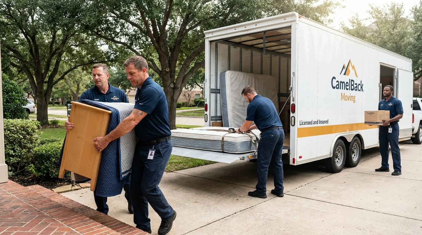 Crew loading residential truck for cross-state move from Riddle, OR